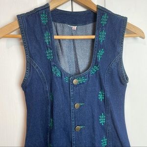 Embroidered Denim Dress